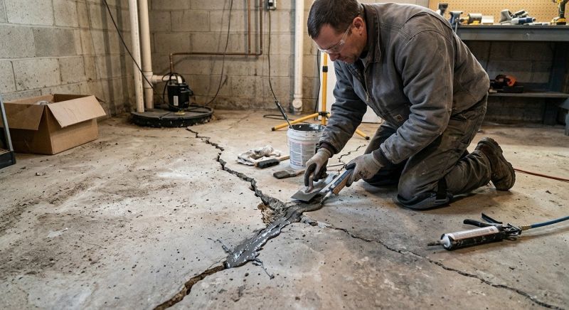 Cracked Basement Floor Repair in Zimmerman, MN